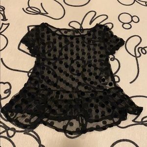 Velvet mesh polka top top